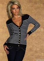 Navy stribet cardigan